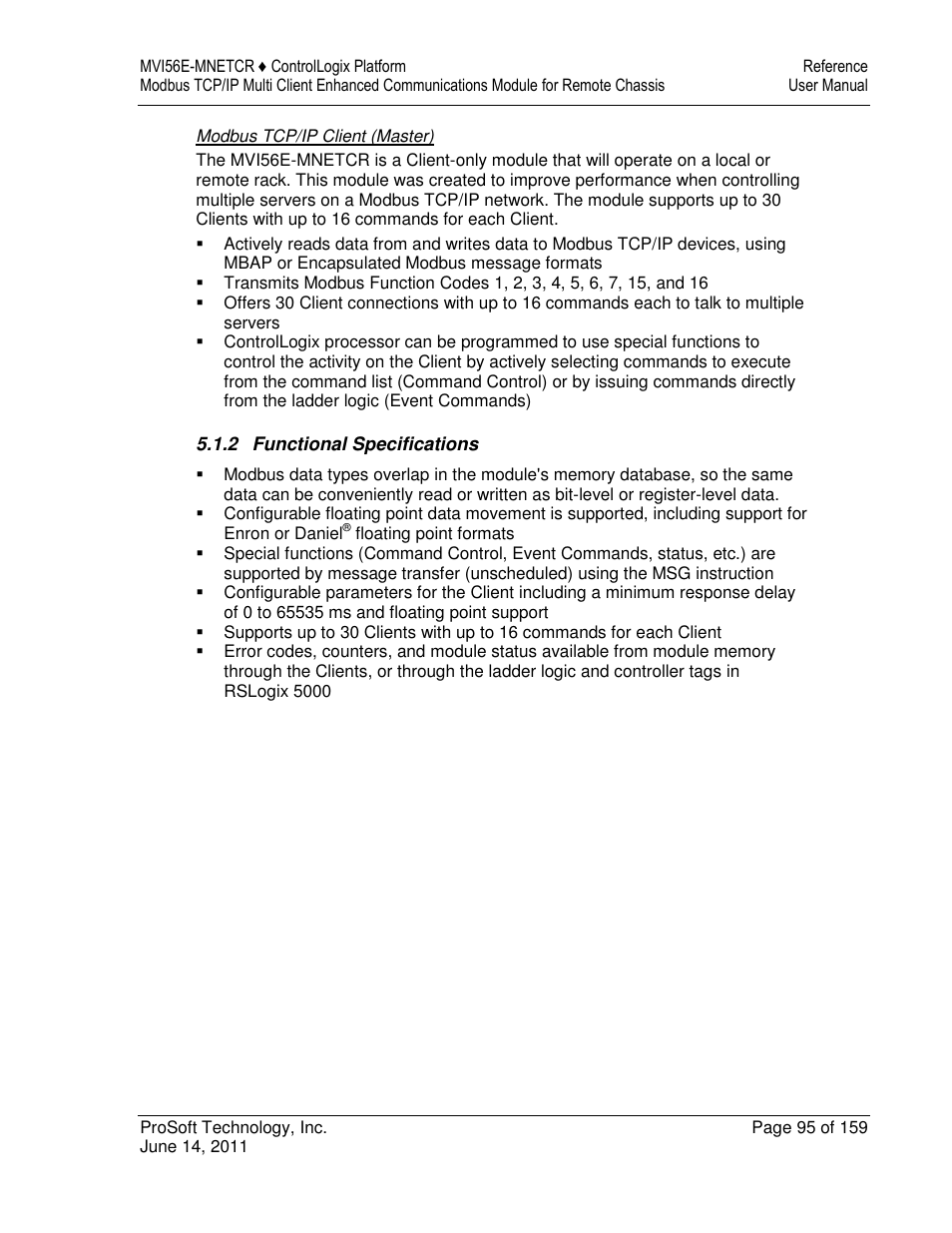 ProSoft Technology MVI56E-MNETCR User Manual | Page 95 / 159
