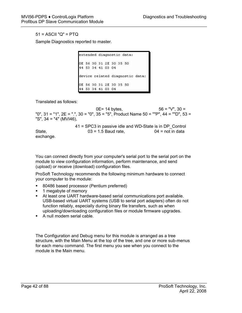 Required hardware, The configuration/debug menu | ProSoft Technology MVI56-PDPS User Manual | Page 42 / 88