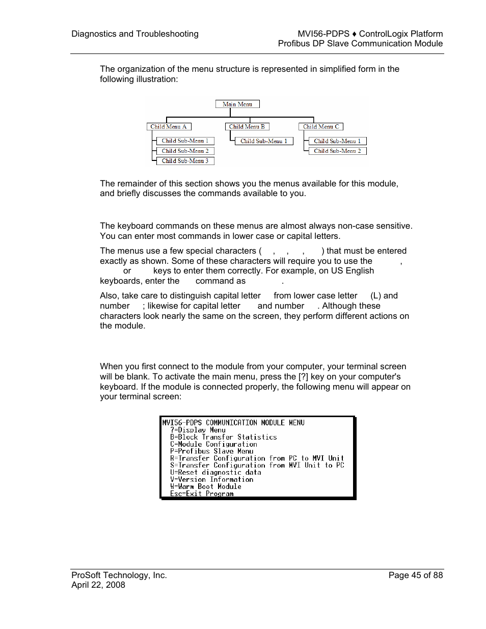 Main menu | ProSoft Technology MVI56-PDPS User Manual | Page 45 / 88