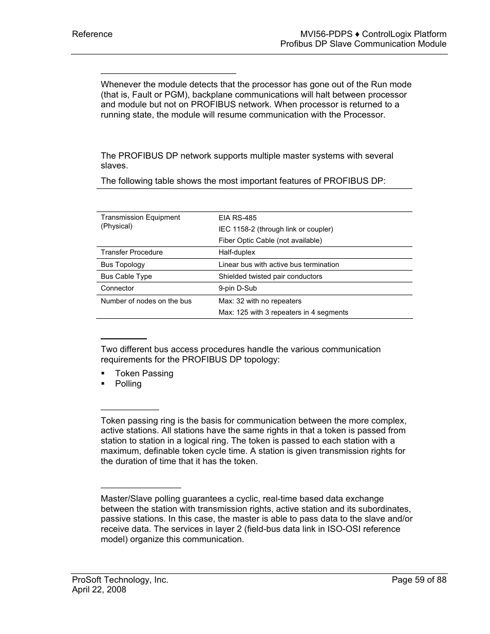 Profibus dp architecture | ProSoft Technology MVI56-PDPS User Manual | Page 59 / 88