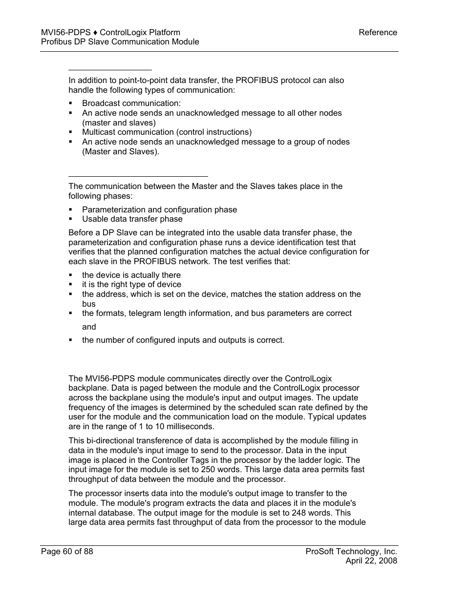 Backplane data transfer | ProSoft Technology MVI56-PDPS User Manual | Page 60 / 88