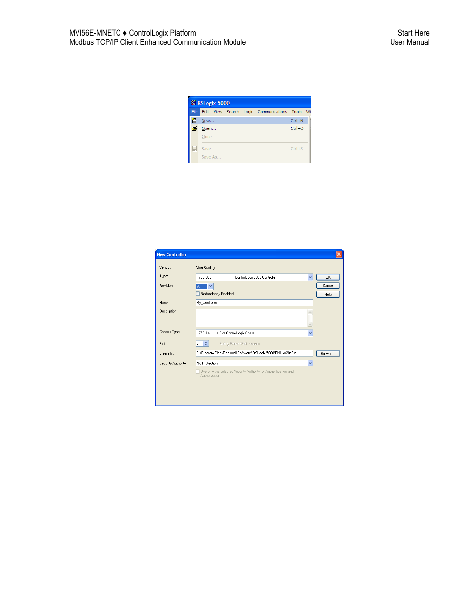 Creating a new rslogix 5000 project | ProSoft Technology MVI56E-MNETC User Manual | Page 19 / 183