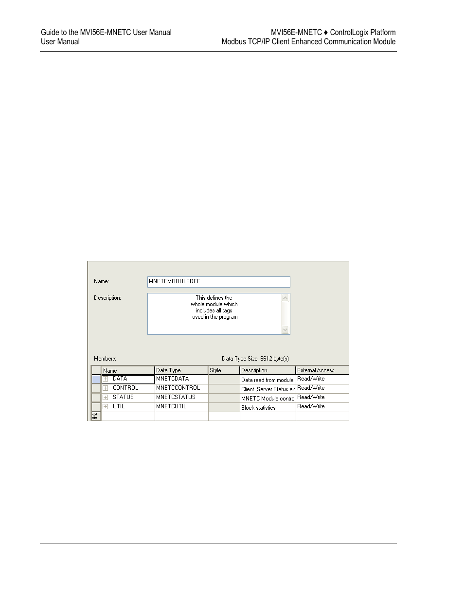 User-defined data types (udts), Mvi56e-mnetc user-defined data types | ProSoft Technology MVI56E-MNETC User Manual | Page 80 / 183