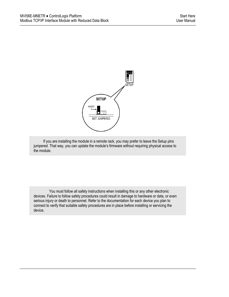 Setting jumpers, Install the module in the rack | ProSoft Technology MVI56E-MNETR User Manual | Page 12 / 153