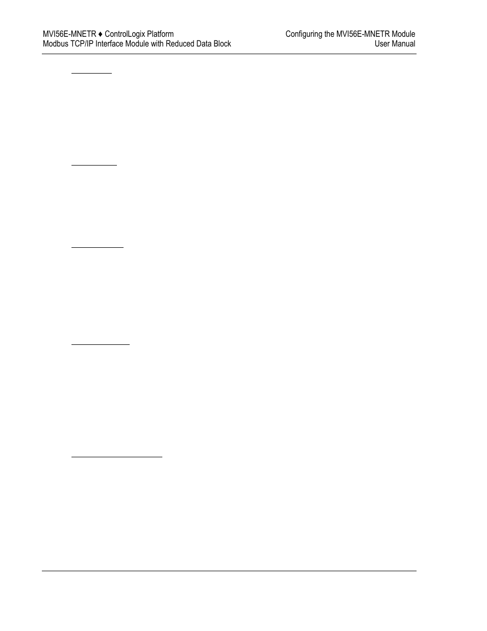 Float start, Float offset, Output offset | Bit input offset, Holding register offset | ProSoft Technology MVI56E-MNETR User Manual | Page 64 / 153