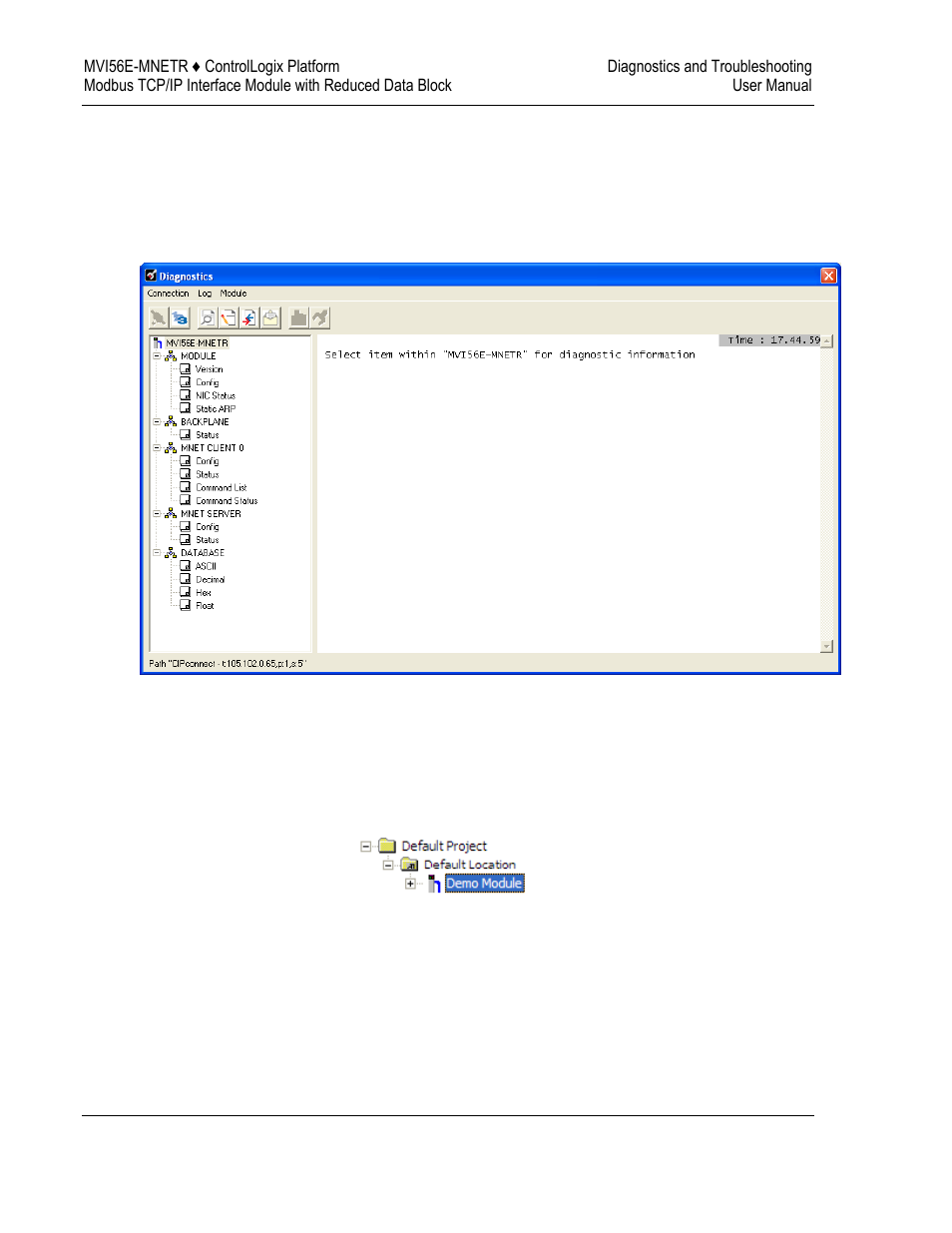 The diagnostics menu | ProSoft Technology MVI56E-MNETR User Manual | Page 86 / 153