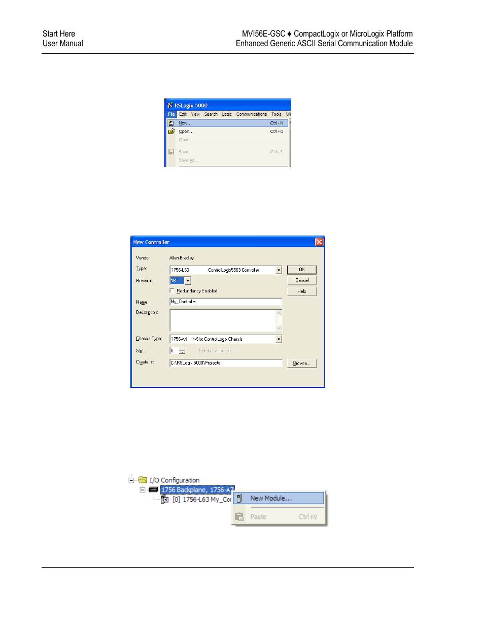 Creating a new rslogix 5000 project | ProSoft Technology MVI56E-GSC/ GSCXT User Manual | Page 36 / 140