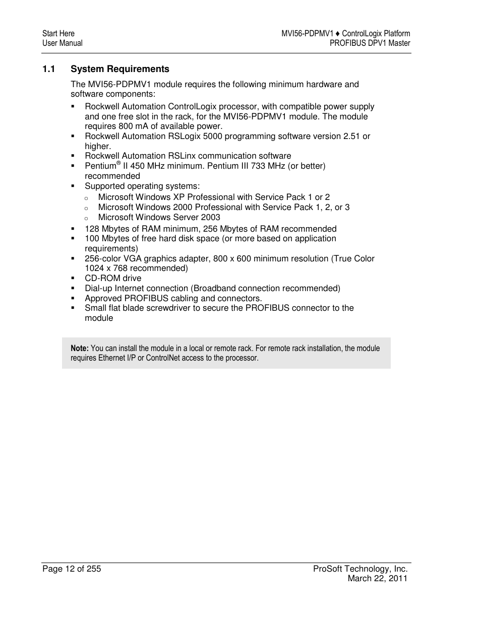 ProSoft Technology MVI56-PDPMV1 User Manual | Page 12 / 255