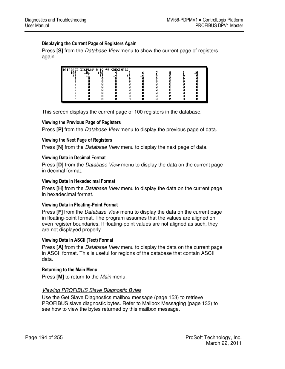 ProSoft Technology MVI56-PDPMV1 User Manual | Page 194 / 255