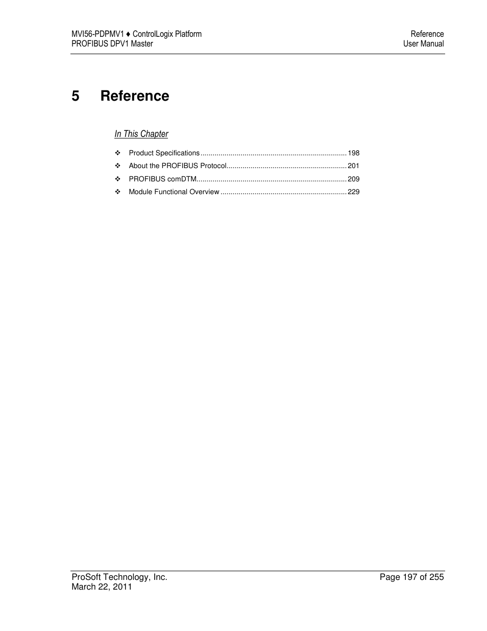 5reference | ProSoft Technology MVI56-PDPMV1 User Manual | Page 197 / 255