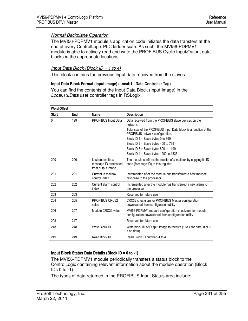 ProSoft Technology MVI56-PDPMV1 User Manual | Page 231 / 255