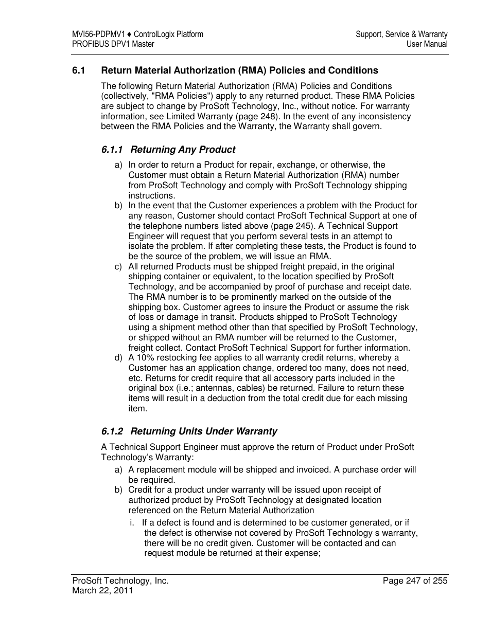 ProSoft Technology MVI56-PDPMV1 User Manual | Page 247 / 255