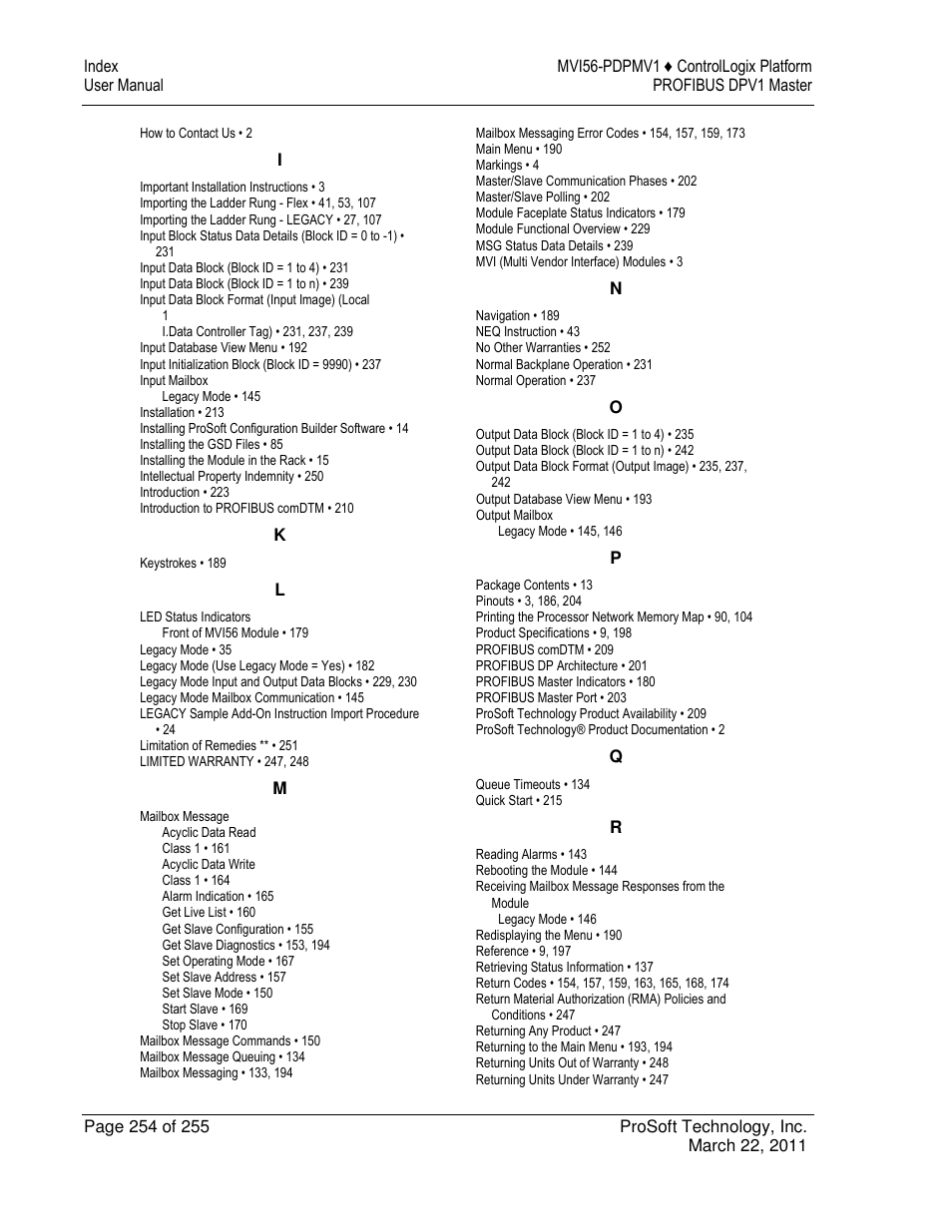 ProSoft Technology MVI56-PDPMV1 User Manual | Page 254 / 255
