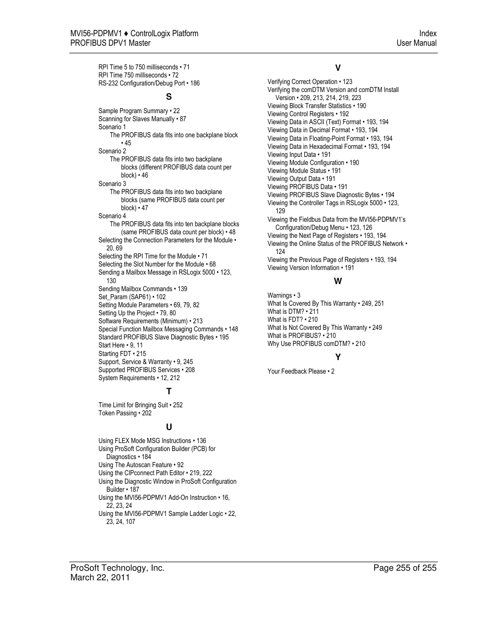 ProSoft Technology MVI56-PDPMV1 User Manual | Page 255 / 255