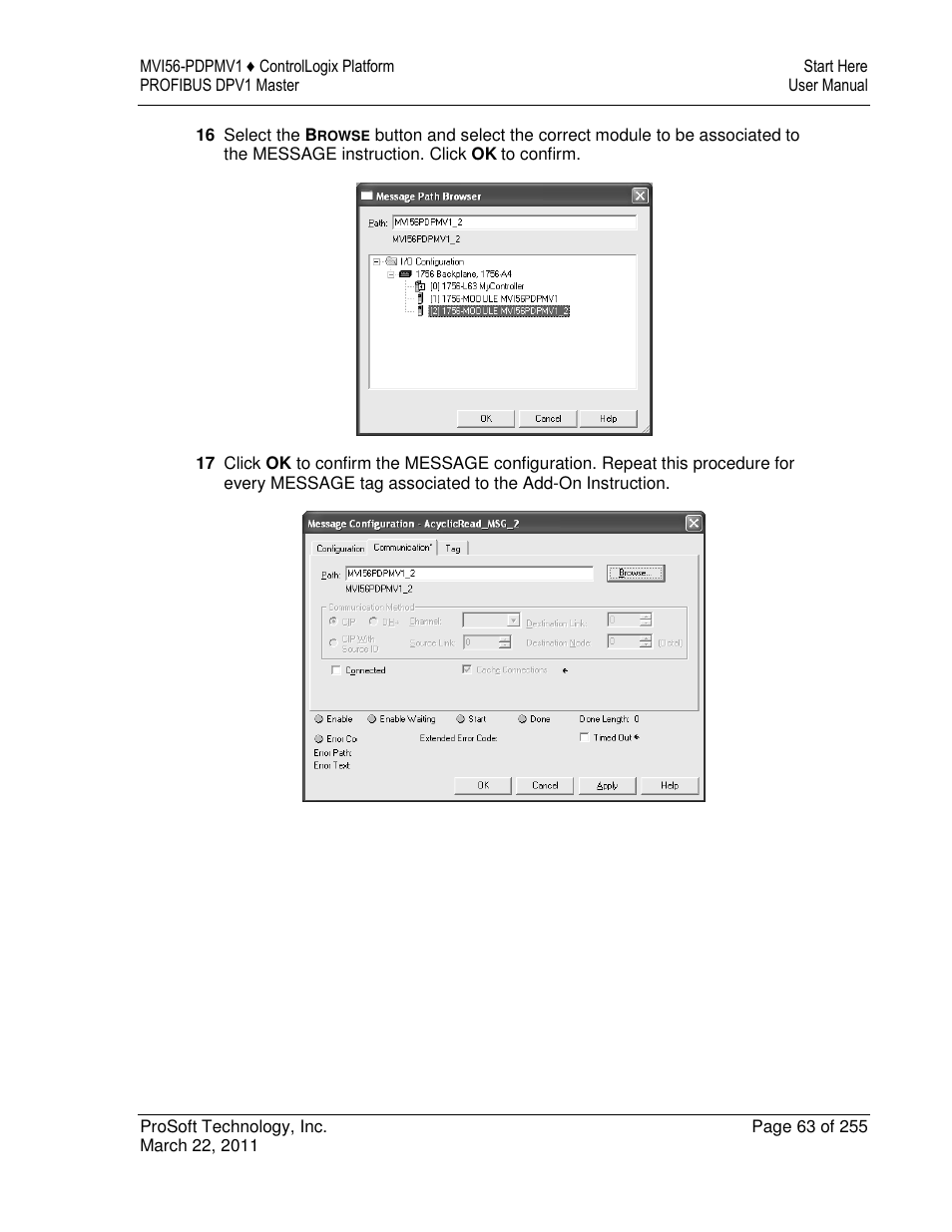 ProSoft Technology MVI56-PDPMV1 User Manual | Page 63 / 255