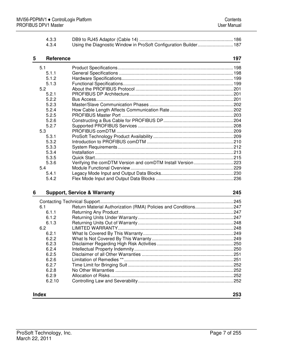 ProSoft Technology MVI56-PDPMV1 User Manual | Page 7 / 255