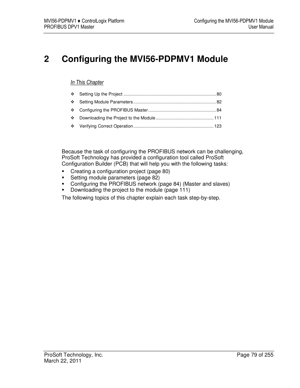 2configuring the mvi56-pdpmv1 module | ProSoft Technology MVI56-PDPMV1 User Manual | Page 79 / 255