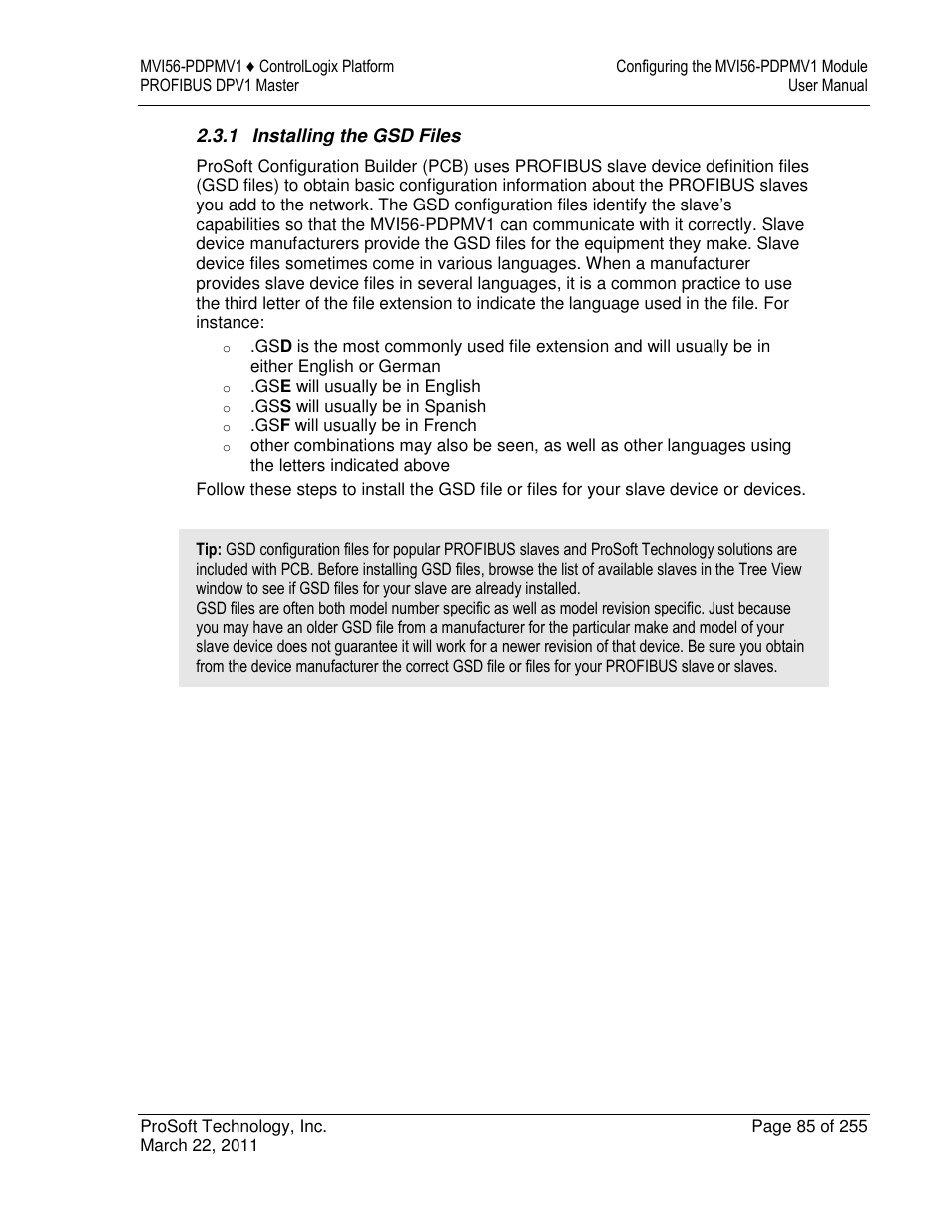 ProSoft Technology MVI56-PDPMV1 User Manual | Page 85 / 255