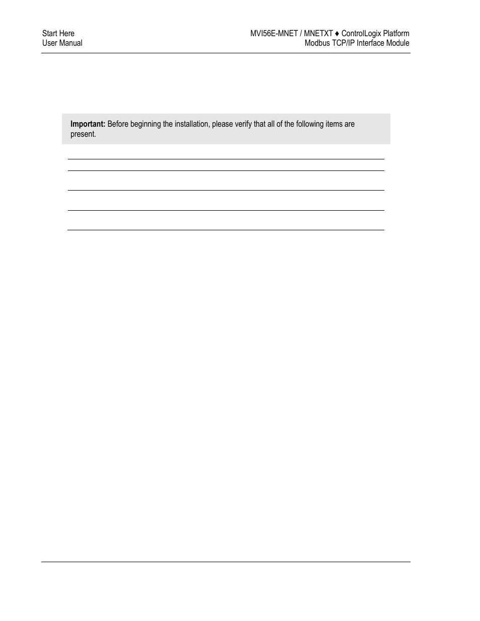 Package contents | ProSoft Technology MVI56E-MNET/MNETXT User Manual | Page 14 / 181