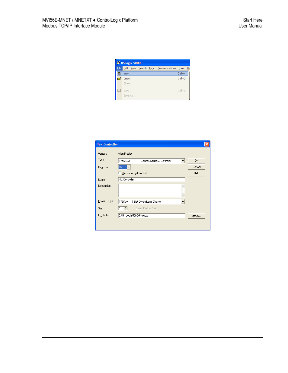 Creating a new rslogix 5000 project | ProSoft Technology MVI56E-MNET/MNETXT User Manual | Page 19 / 181