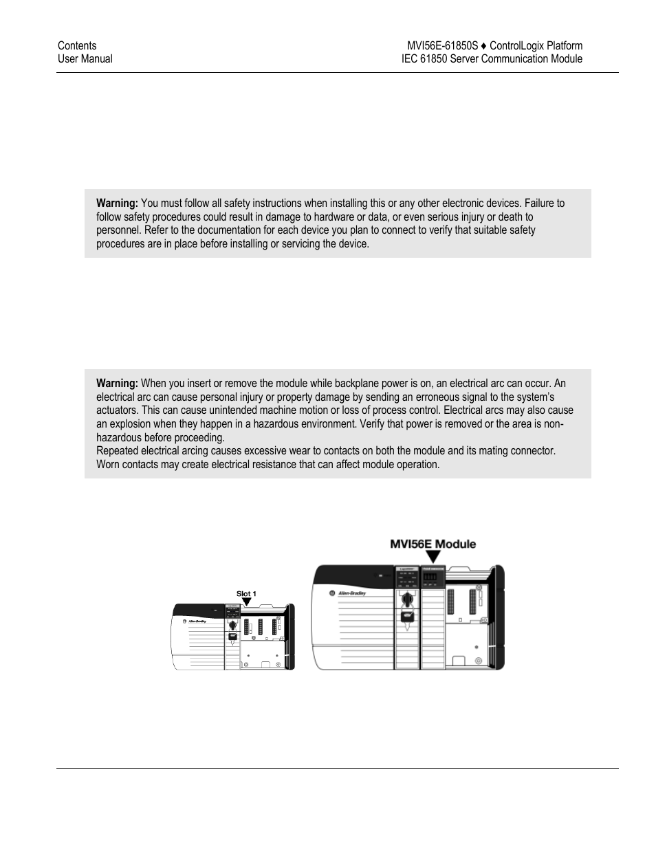 Installing the module in the rack | ProSoft Technology MVI56E-61850S User Manual | Page 10 / 81