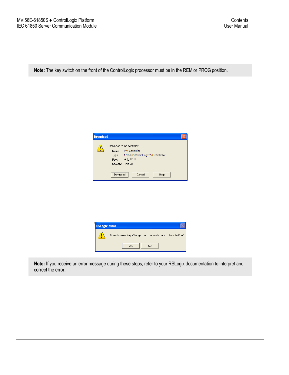 Downloading the sample program to the processor | ProSoft Technology MVI56E-61850S User Manual | Page 13 / 81