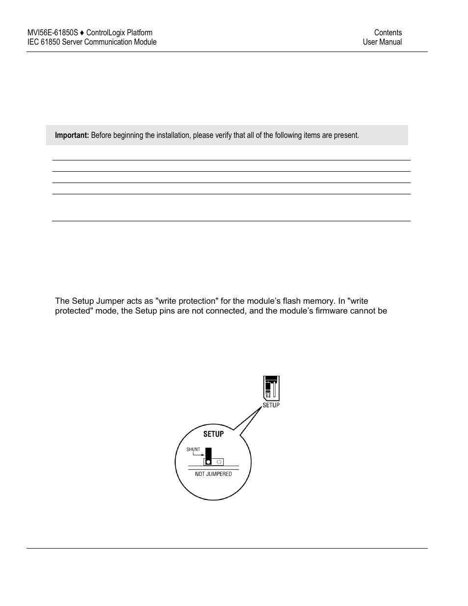 Package contents, Setting jumpers | ProSoft Technology MVI56E-61850S User Manual | Page 9 / 81