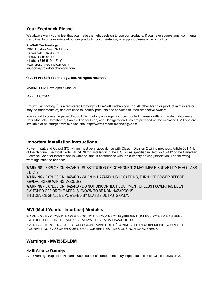 ProSoft Technology MVI56E-LDM User Manual | Page 2 / 264