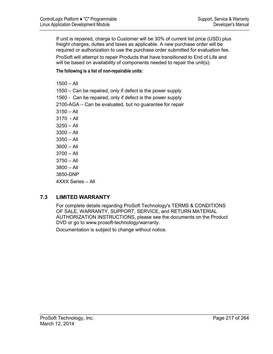 Limited warranty | ProSoft Technology MVI56E-LDM User Manual | Page 223 / 264