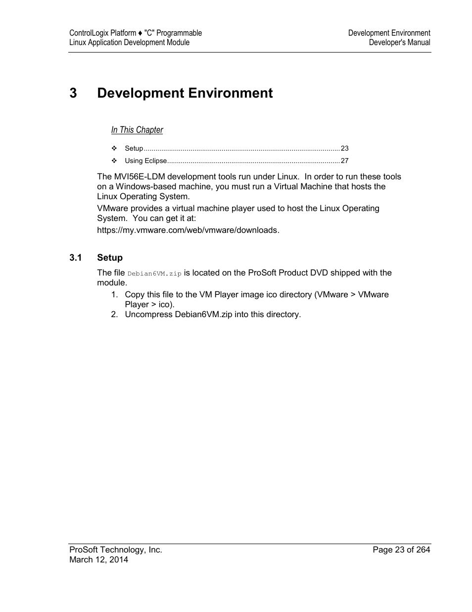 3development environment | ProSoft Technology MVI56E-LDM User Manual | Page 29 / 264