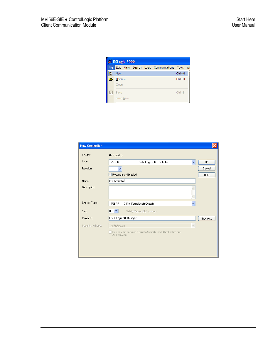 7 creating a new rslogix 5000 project, Creating a new rslogix 5000 project | ProSoft Technology MVI56E-SIE User Manual | Page 19 / 168