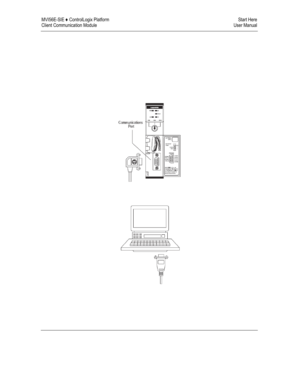 8 connecting your pc to the controllogix processor, Connecting your pc to the controllogix processor | ProSoft Technology MVI56E-SIE User Manual | Page 35 / 168