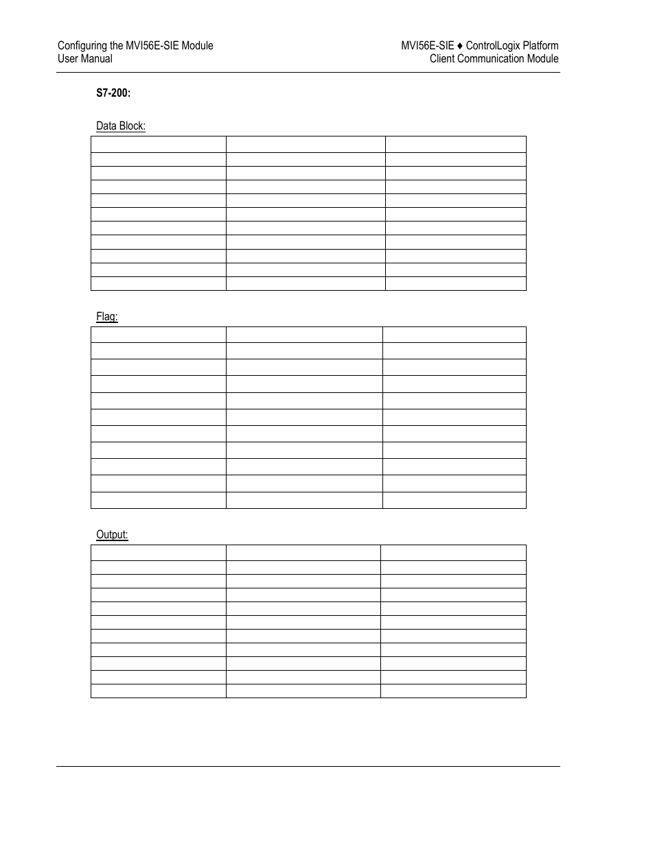 S7-200, Data block, Flag | Output | ProSoft Technology MVI56E-SIE User Manual | Page 52 / 168