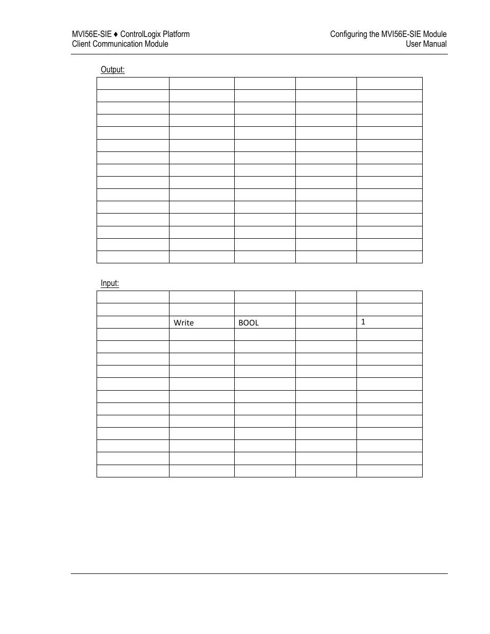 Output, Input | ProSoft Technology MVI56E-SIE User Manual | Page 59 / 168