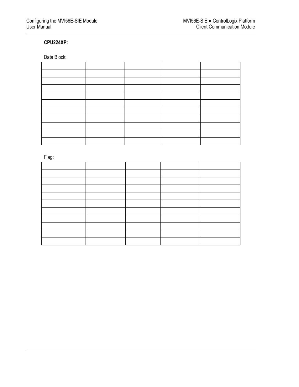 Cpu224xp, Data block, Flag | ProSoft Technology MVI56E-SIE User Manual | Page 62 / 168