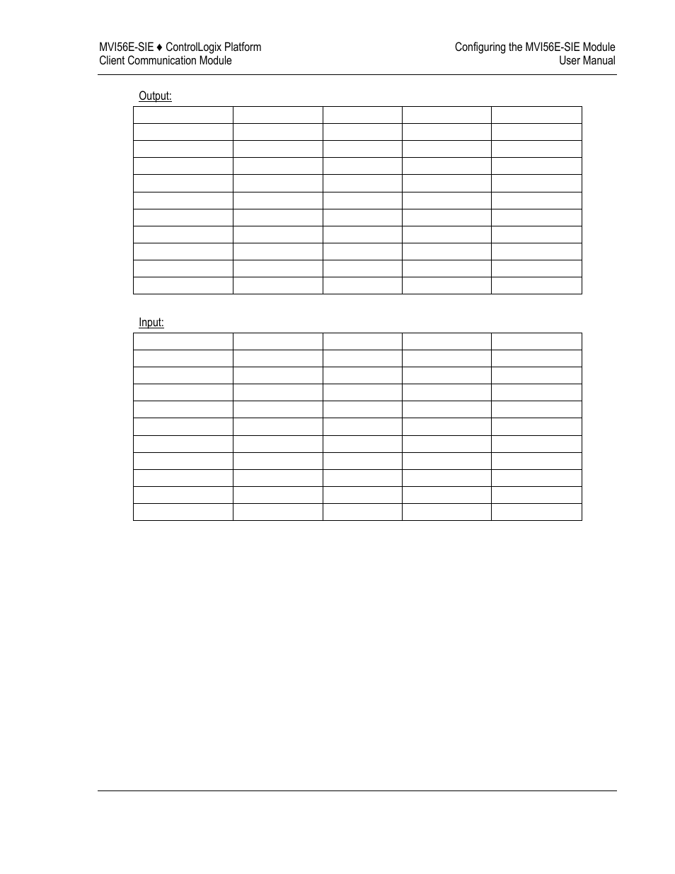 Output, Input | ProSoft Technology MVI56E-SIE User Manual | Page 63 / 168