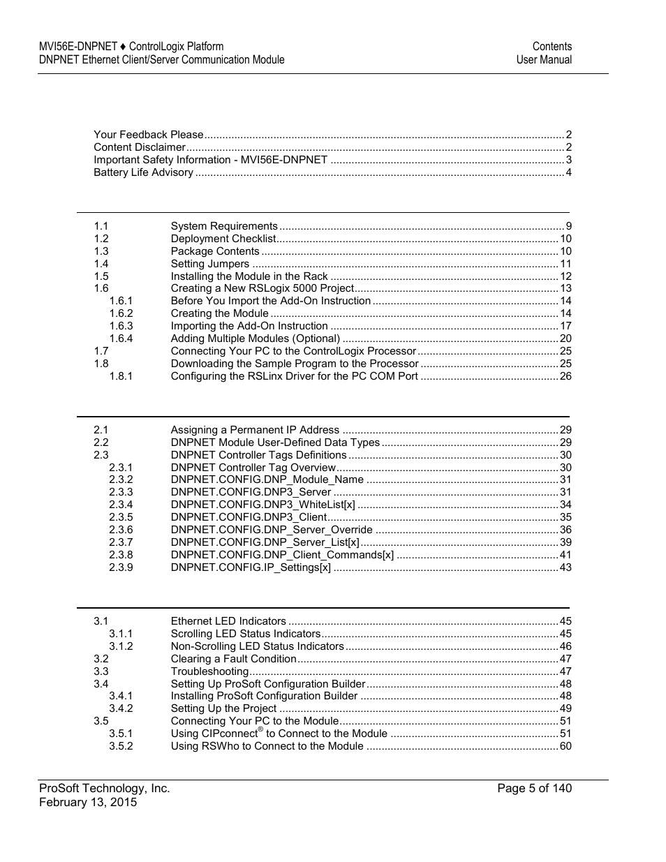 ProSoft Technology MVI56E-DNPNET User Manual | Page 5 / 140