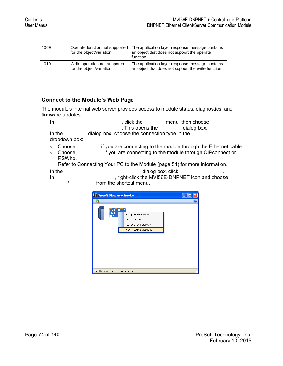 ProSoft Technology MVI56E-DNPNET User Manual | Page 74 / 140