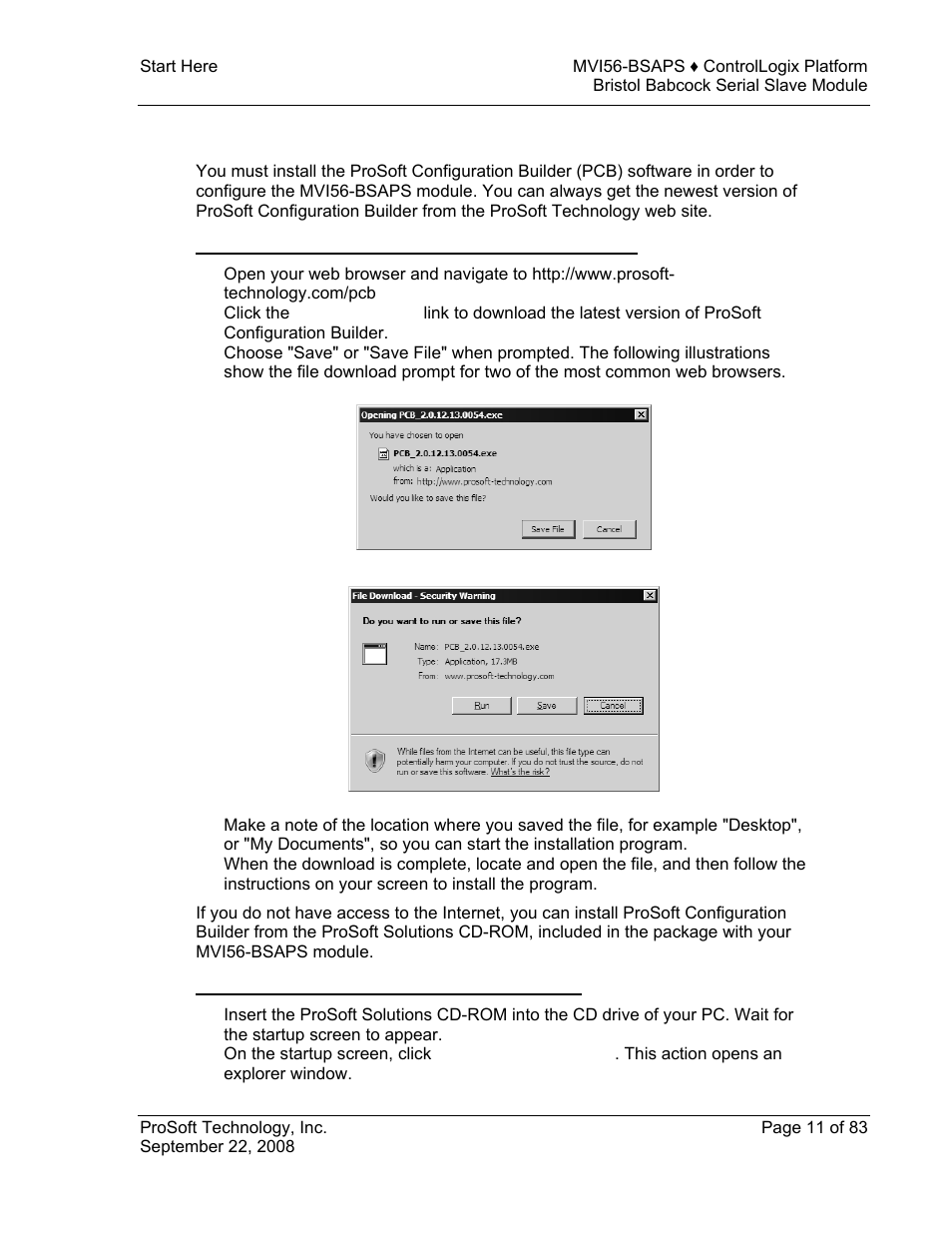 Install prosoft configuration builder software | ProSoft Technology MVI56-BSAPS User Manual | Page 11 / 83