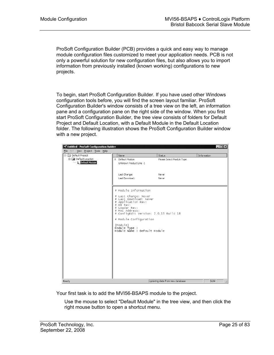 Prosoft configuration builder, Set up the project, Prosoft | Configuration builder | ProSoft Technology MVI56-BSAPS User Manual | Page 25 / 83