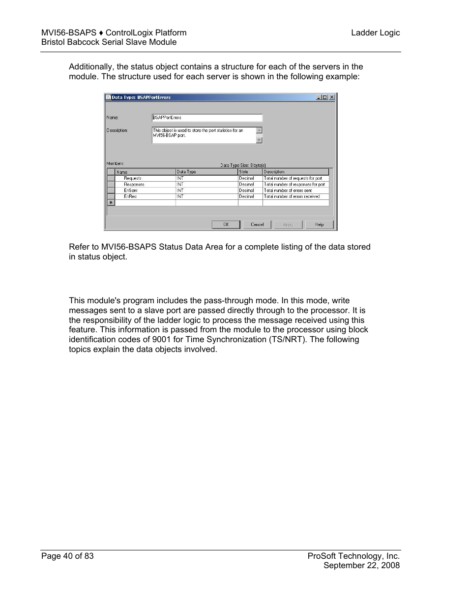Bsap message data | ProSoft Technology MVI56-BSAPS User Manual | Page 40 / 83