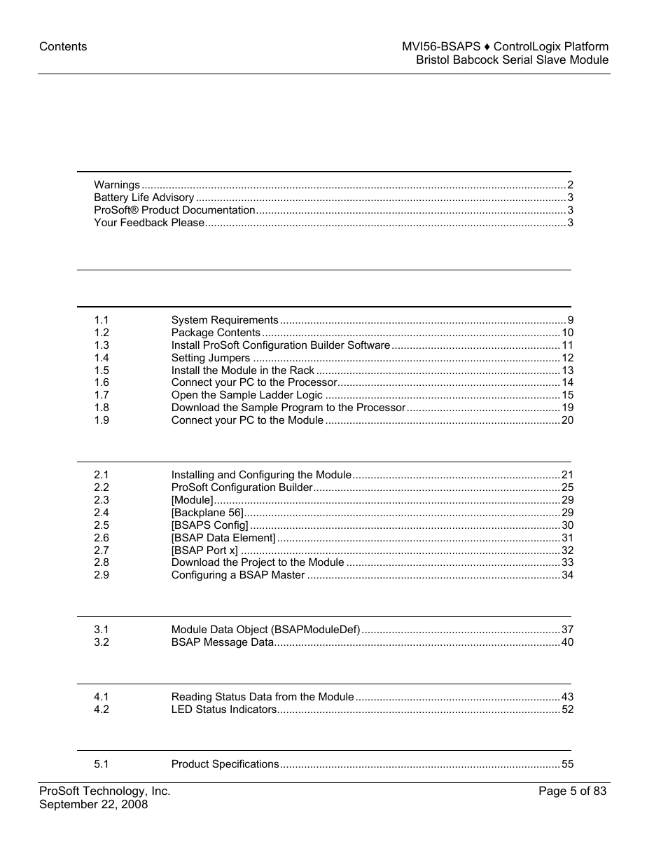 ProSoft Technology MVI56-BSAPS User Manual | Page 5 / 83