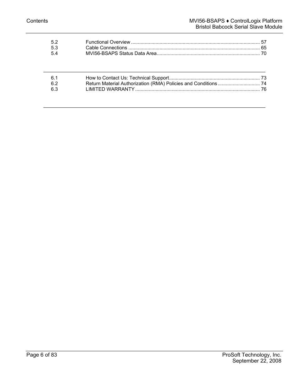 ProSoft Technology MVI56-BSAPS User Manual | Page 6 / 83