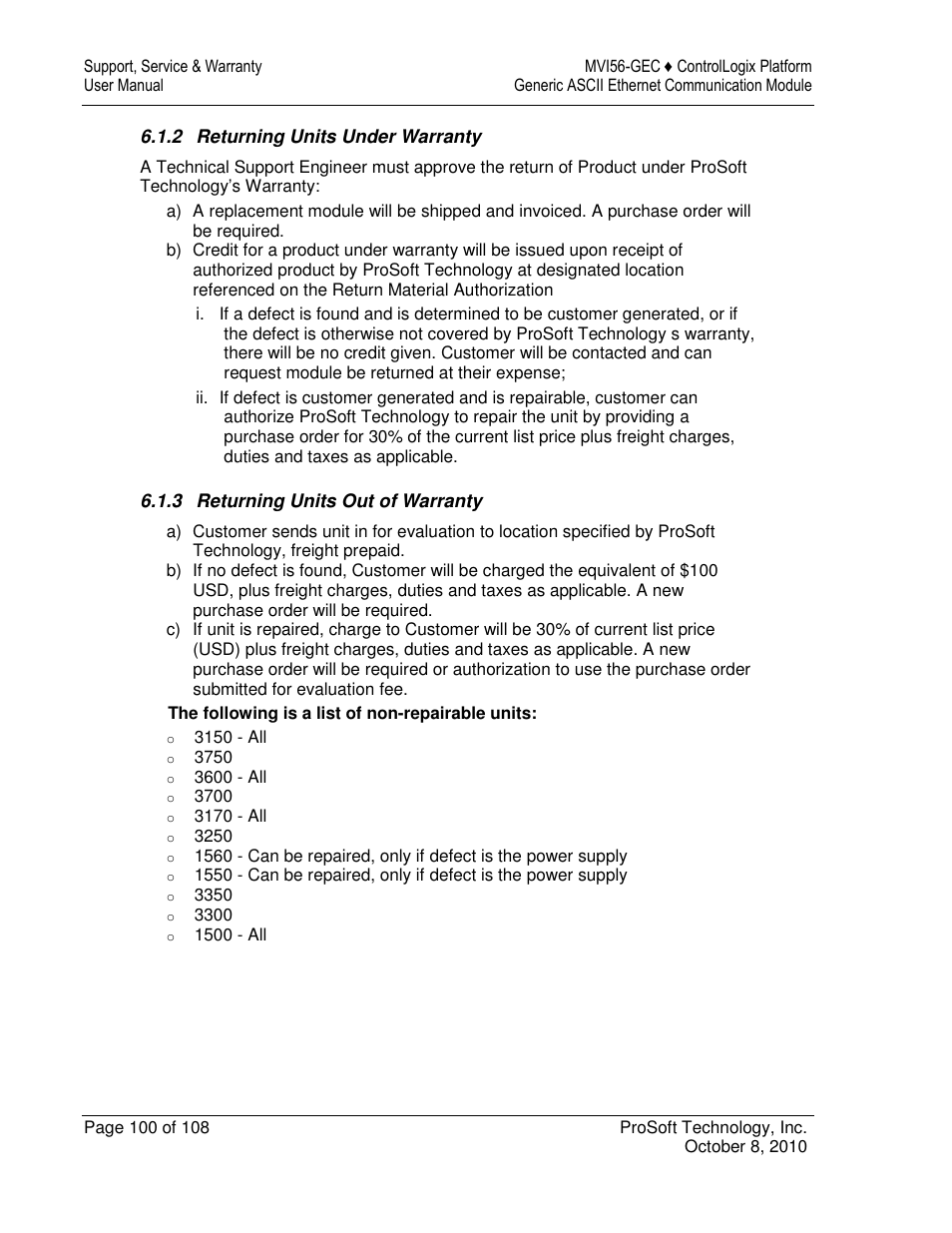 ProSoft Technology MVI56-GEC User Manual | Page 100 / 108