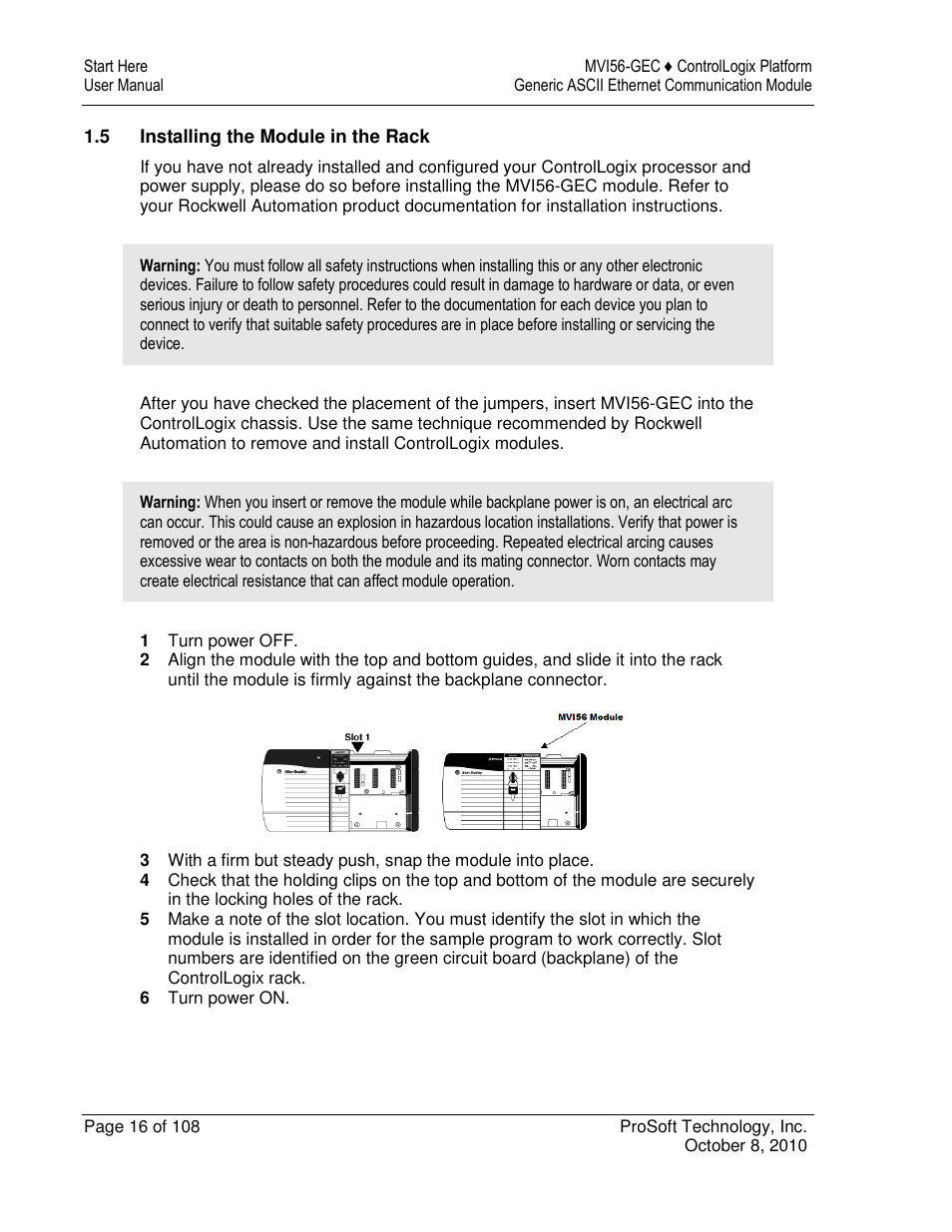 ProSoft Technology MVI56-GEC User Manual | Page 16 / 108