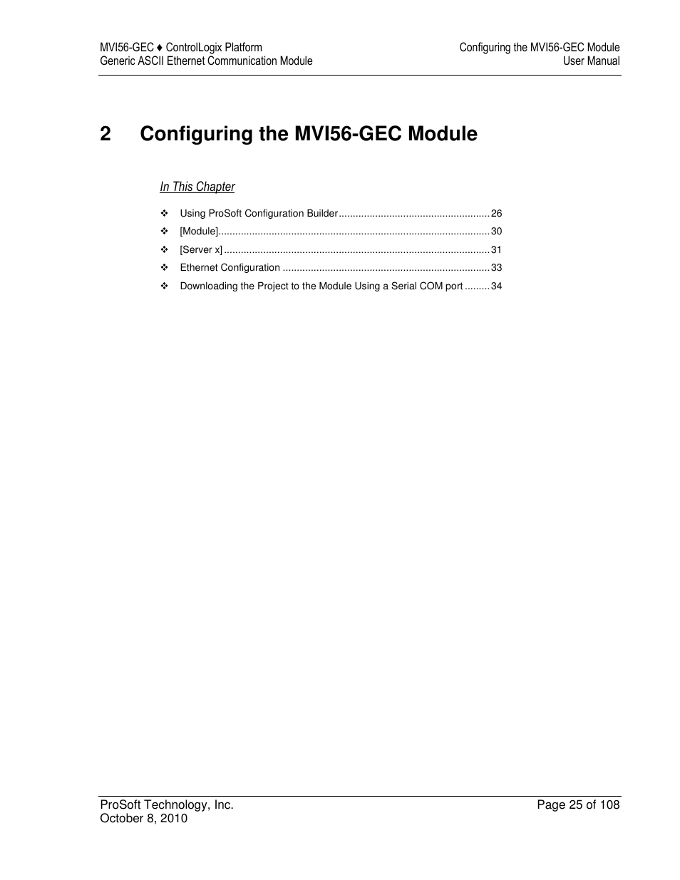 2configuring the mvi56-gec module | ProSoft Technology MVI56-GEC User Manual | Page 25 / 108