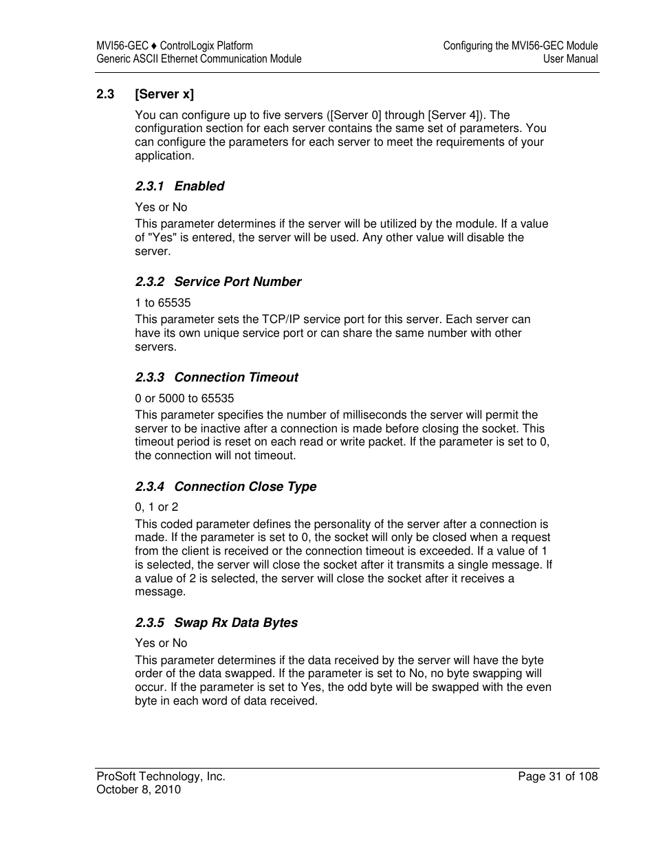 ProSoft Technology MVI56-GEC User Manual | Page 31 / 108