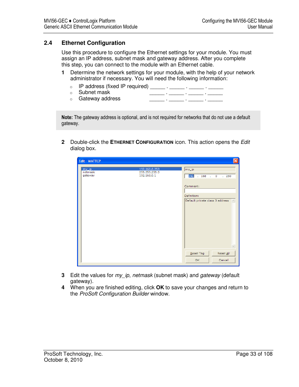 ProSoft Technology MVI56-GEC User Manual | Page 33 / 108