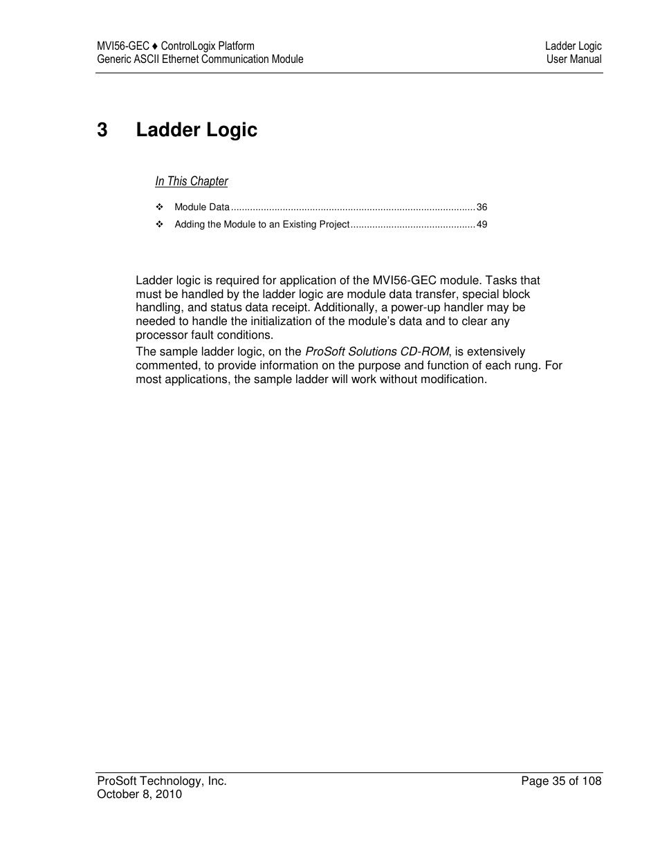 3ladder logic | ProSoft Technology MVI56-GEC User Manual | Page 35 / 108