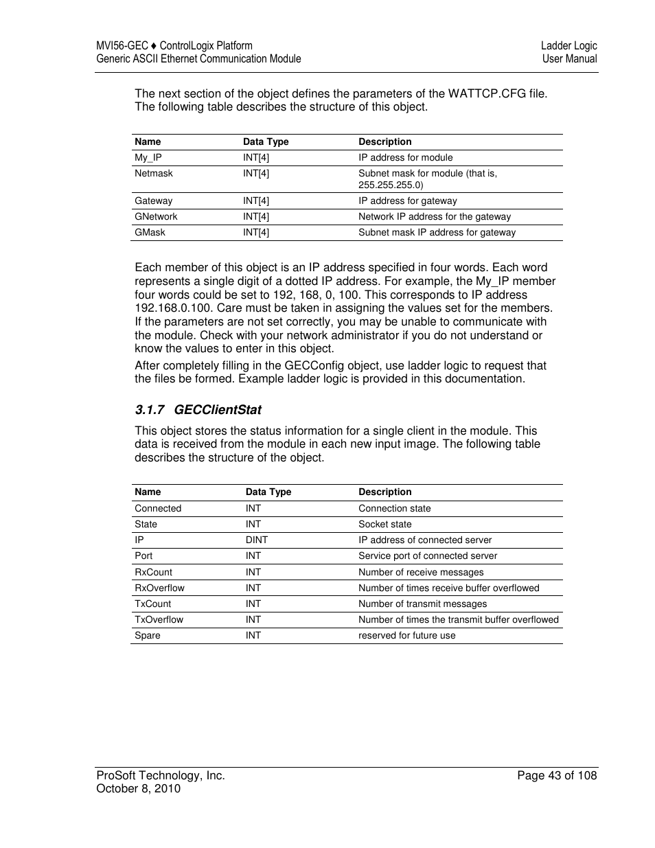 ProSoft Technology MVI56-GEC User Manual | Page 43 / 108